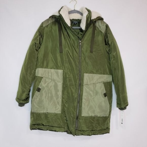 NWT Aqua Puffer Coat Anorak Army Green‎ Hooded Coat Size XS - Picture 3 of 13
